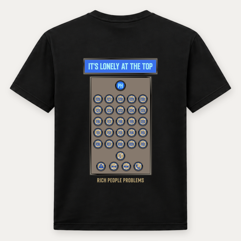 It's Lonely at the Top black tee, back design