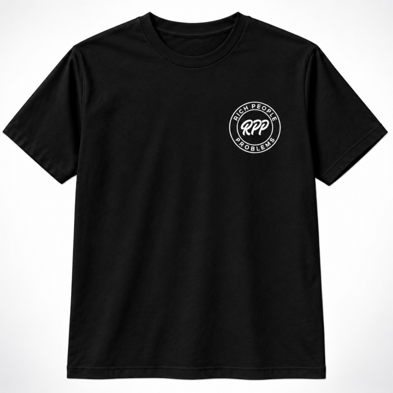 RPP black tee front with the RPP Signature Logo