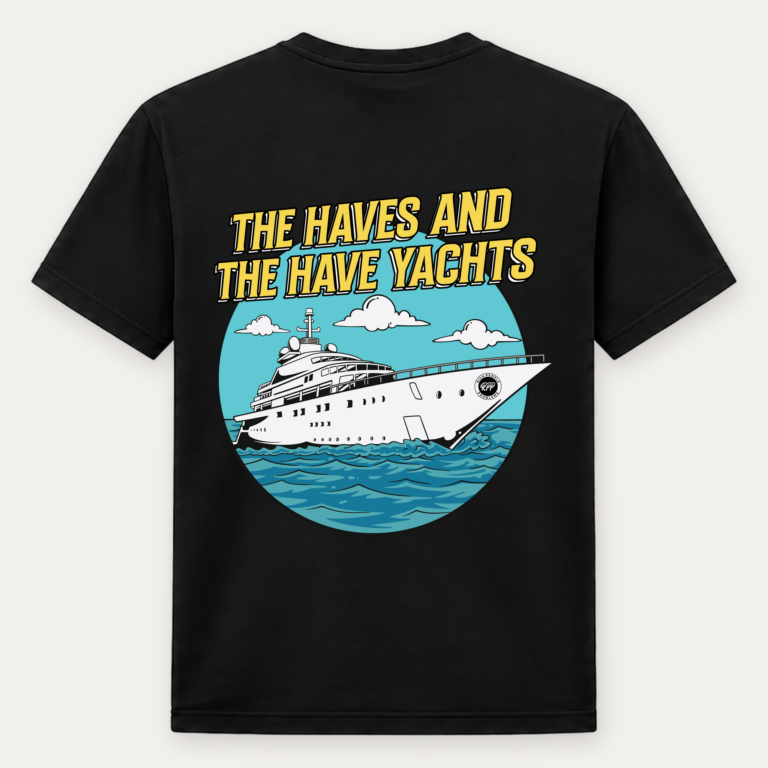 The Haves and the Have Yachts black tee, back design
